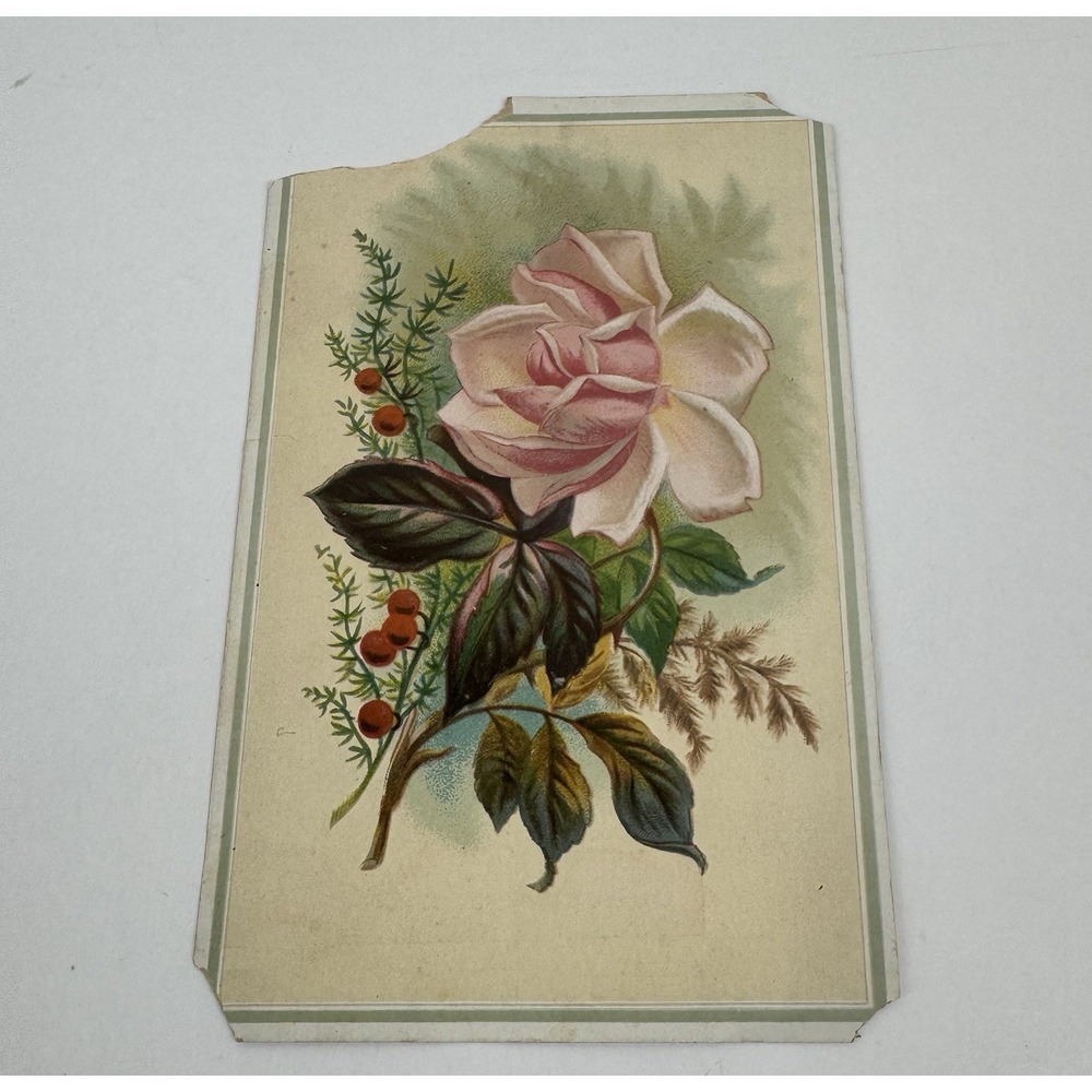 VTG Victorian Rose Banner Coffee Trade Card Chromolithograph Indianapolis